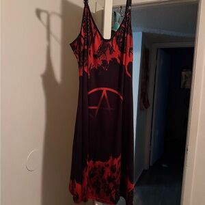 Red and Black Sleeveless Dress